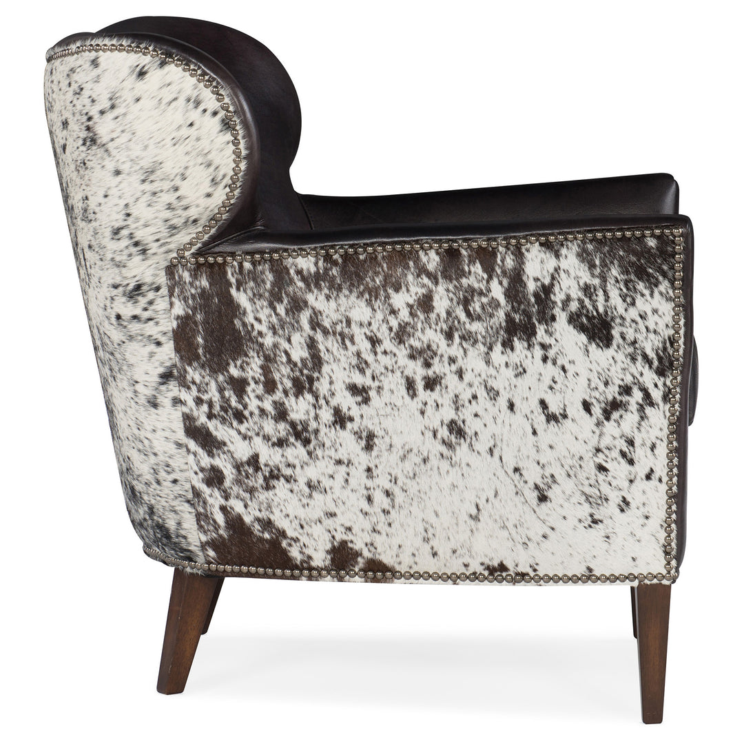 KATO LEATHER CLUB CHAIR WITH DARK HAIR - Black - SIde View