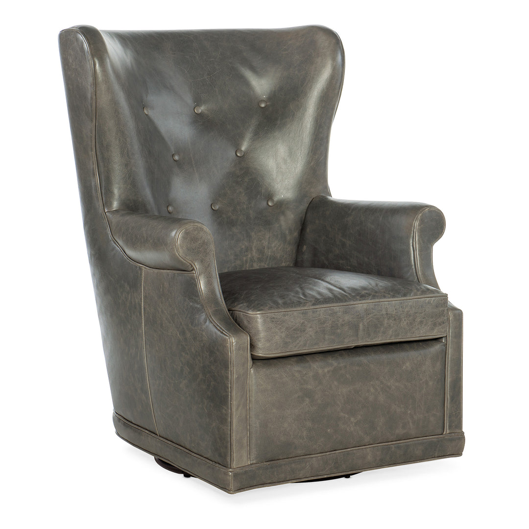 MAI WING SWIVEL CLUB CHAIR - Grey - Front View