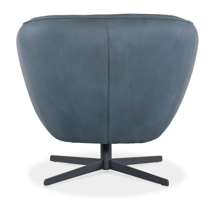 MINA LEATHER UPHOLSTERY SWIVEL CHAIR - Blue - Back View