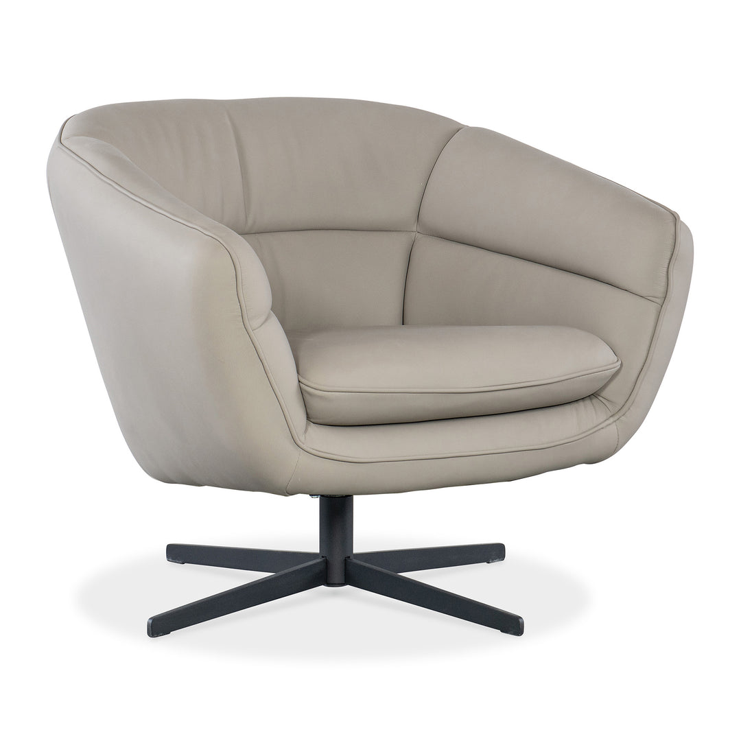 MINA LEATHER UPHOLSTERY SWIVEL CHAIR - Beige - Front View