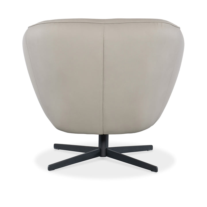 MINA LEATHER UPHOLSTERY SWIVEL CHAIR - Beige - Back View