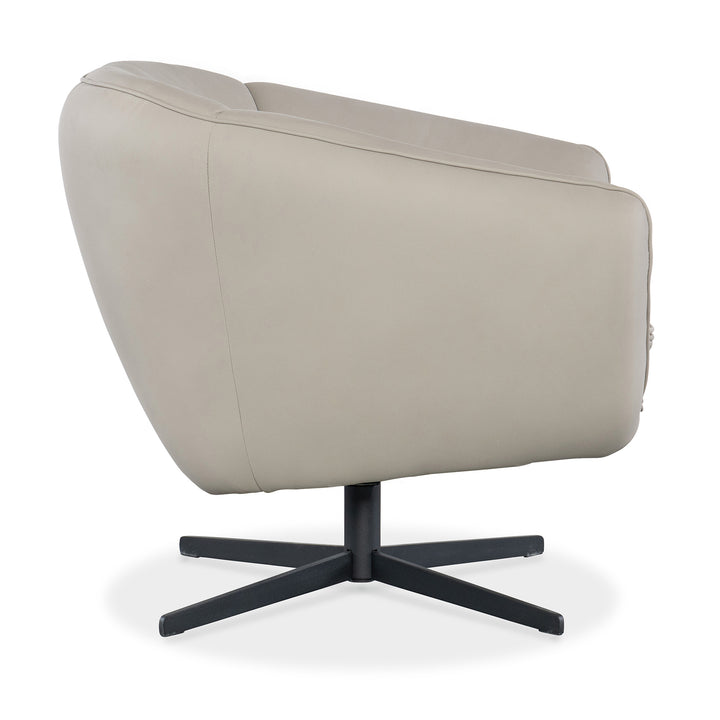 MINA LEATHER UPHOLSTERY SWIVEL CHAIR - Beige - Side View