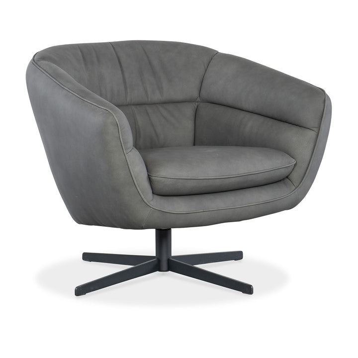 MINA LEATHER UPHOLSTERY SWIVEL CHAIR - Grey - Front View