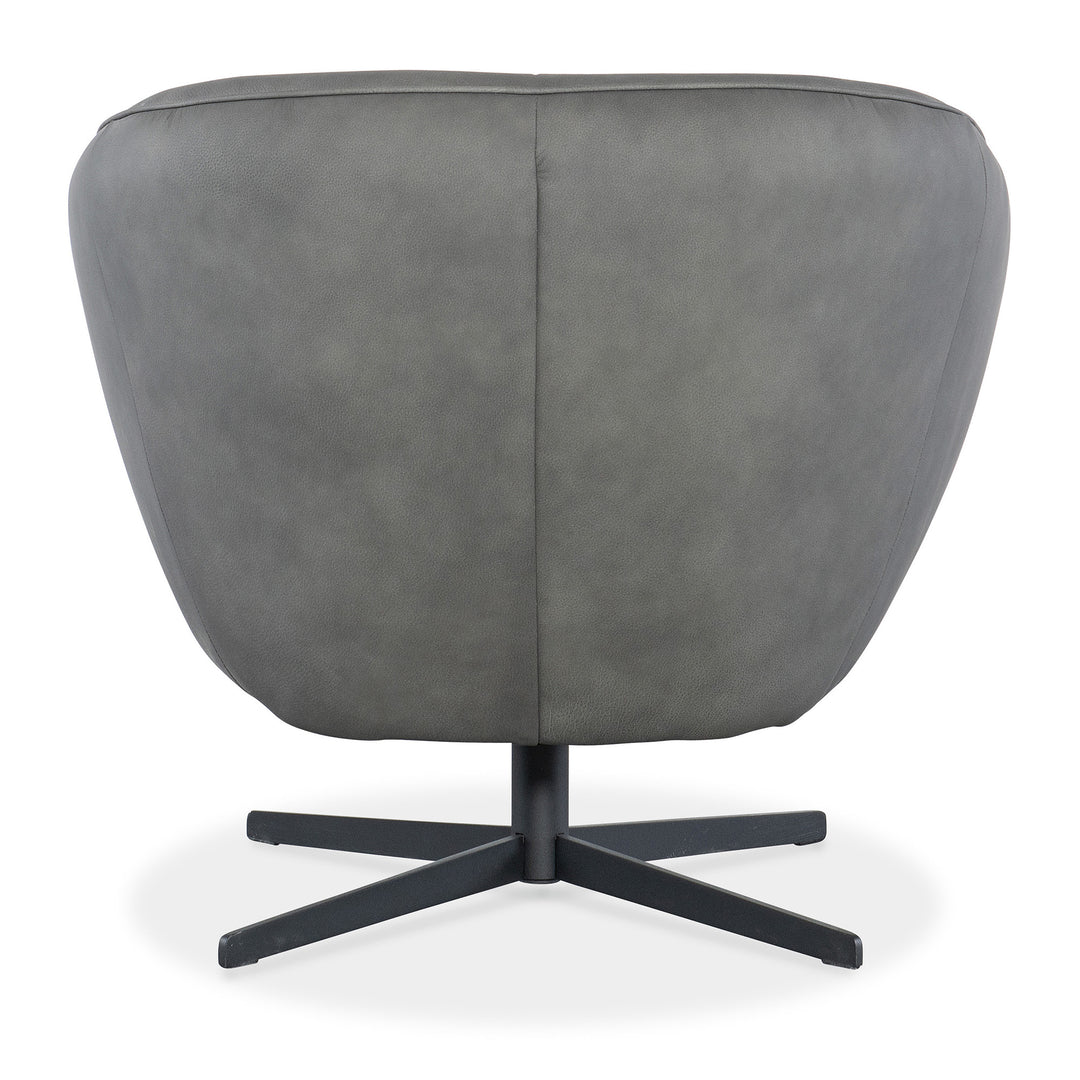 MINA LEATHER UPHOLSTERY SWIVEL CHAIR - Grey - Back View