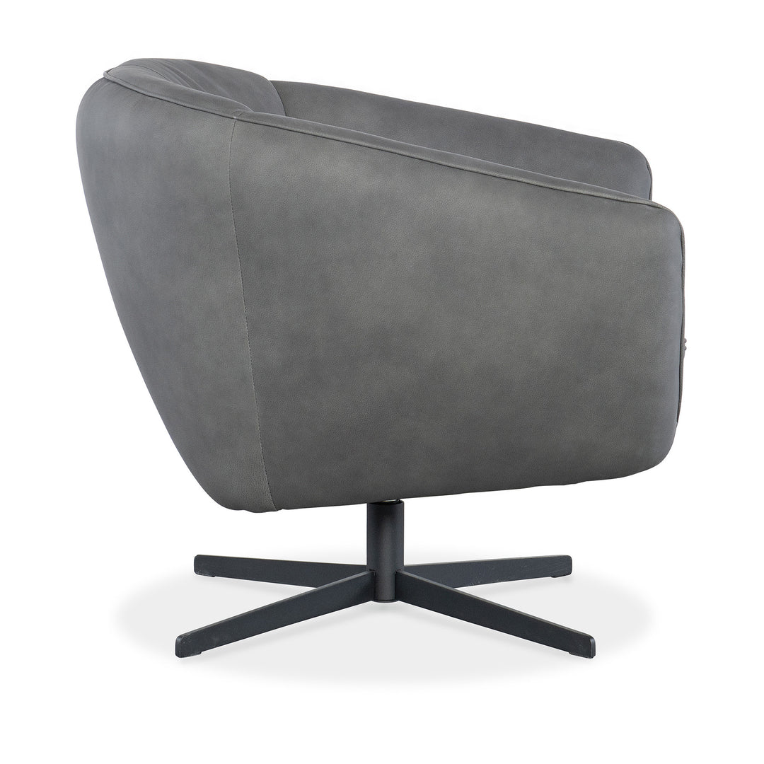 MINA LEATHER UPHOLSTERY SWIVEL CHAIR - Grey - Side View