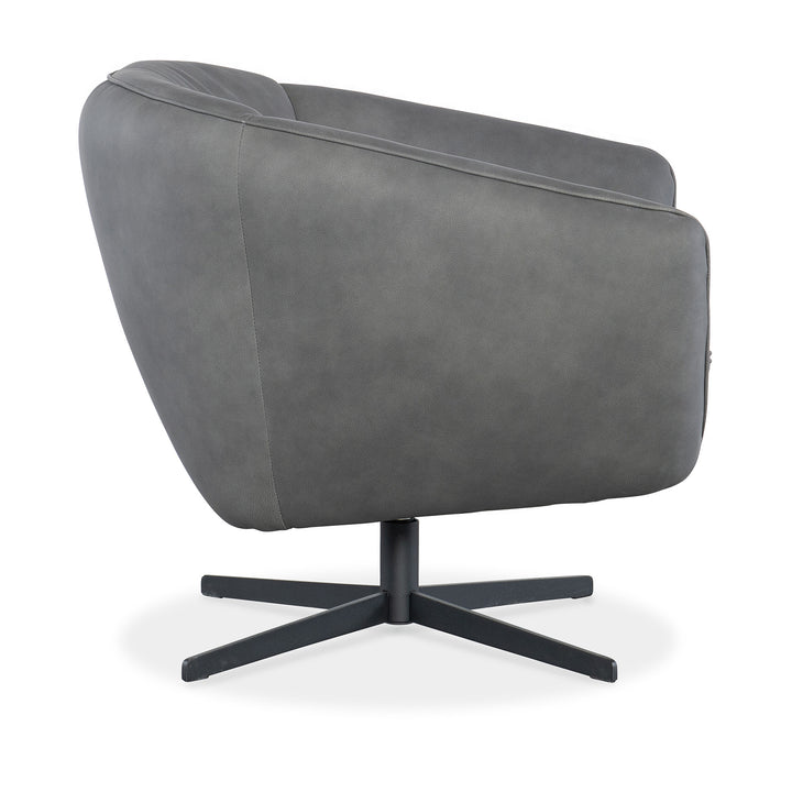 MINA LEATHER UPHOLSTERY SWIVEL CHAIR - Grey - Side View