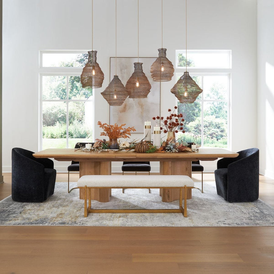 CECELIA RUSTIC OAK EXTENSION DINING TABLE