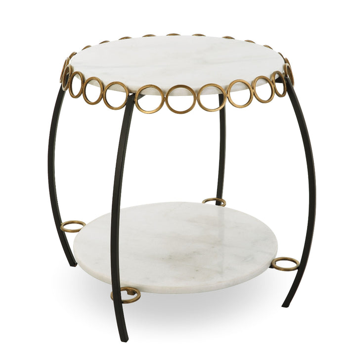 CHAINLINK WHITE MARBLE SIDE TABLE
