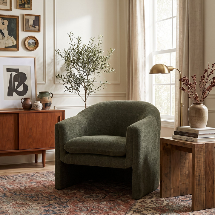 CHARLOTTE CHENILLE UPHOLSTERED ARMCHAIR
