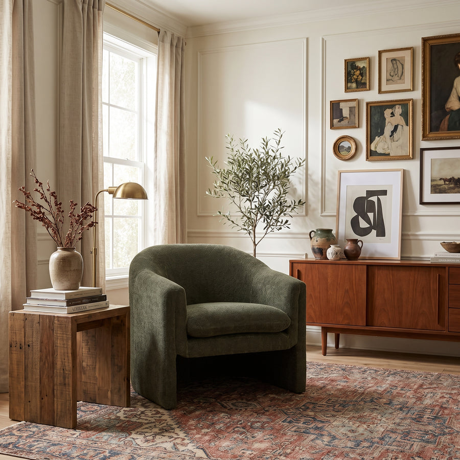 CHARLOTTE CHENILLE UPHOLSTERED ARMCHAIR