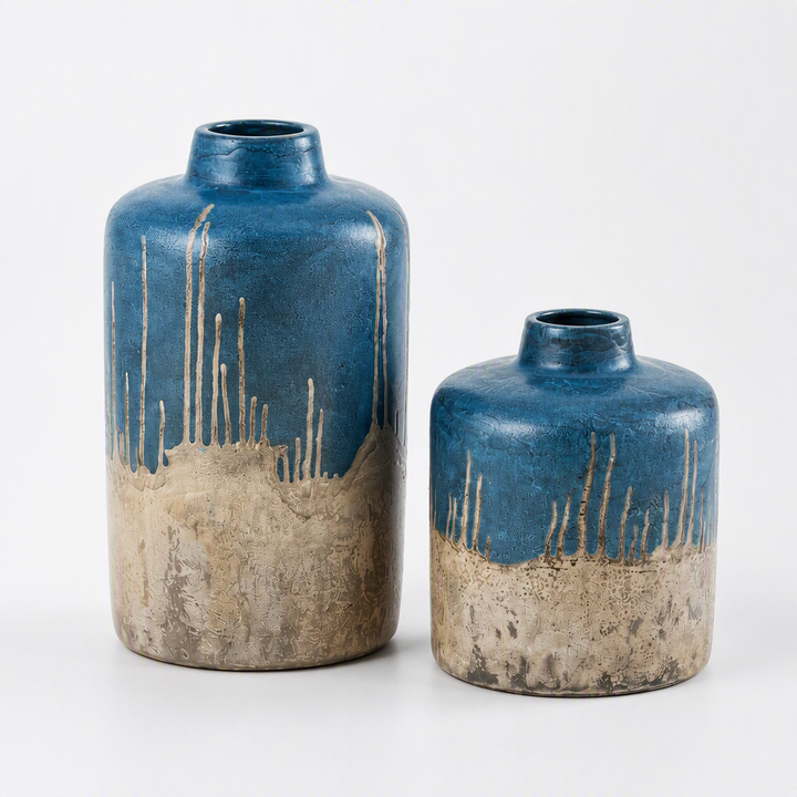 COASTAL CASCADE BLUE VASES | SET OF 2