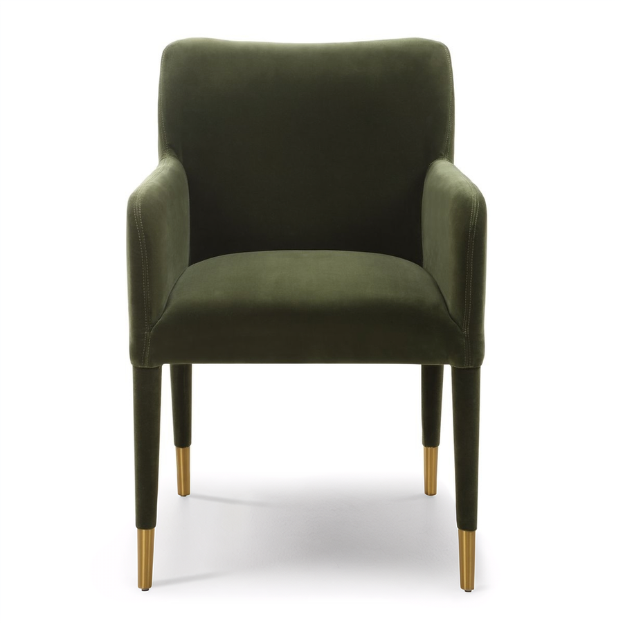 CONIFER GREEN VELVET DINING ARM CHAIR