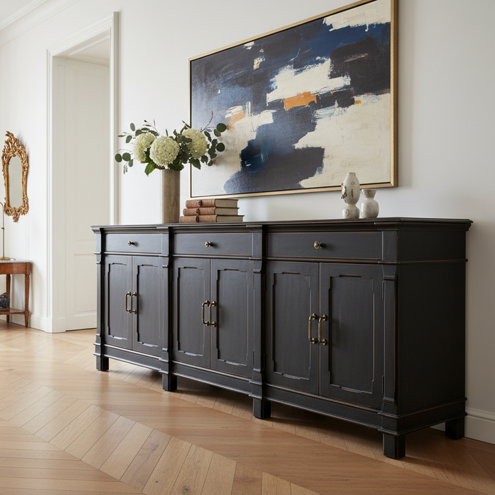 CRESSIDA 100" ANTIQUE BLACK SIDEBOARD