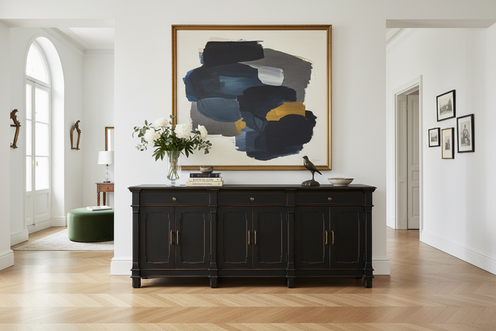 CRESSIDA 100" ANTIQUE BLACK SIDEBOARD