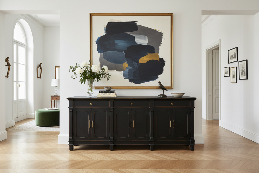 CRESSIDA 100" ANTIQUE BLACK SIDEBOARD
