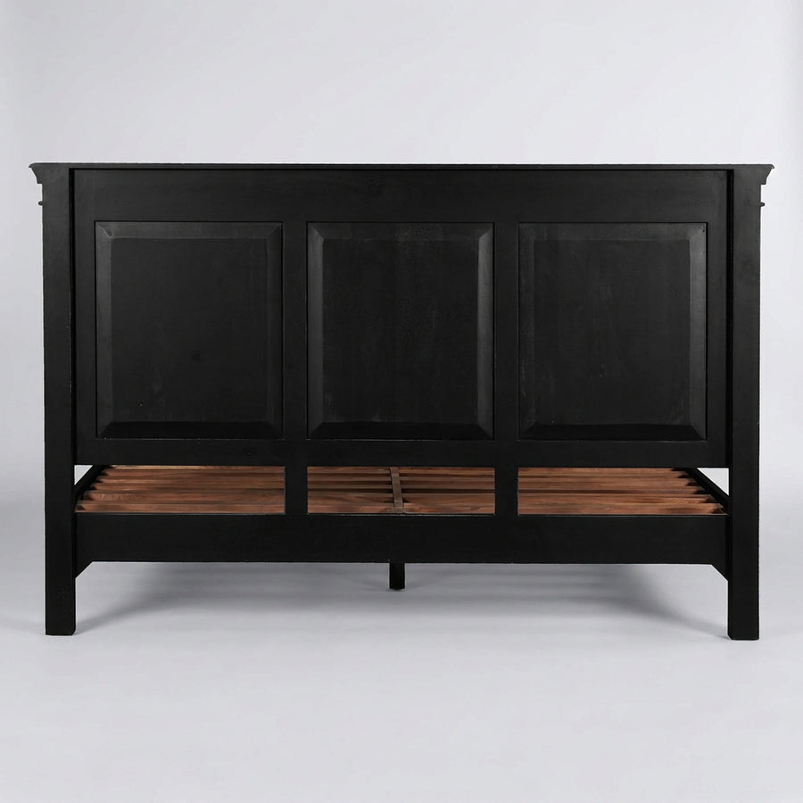 CRESSIDA ANTIQUE BLACK KING PANEL BED