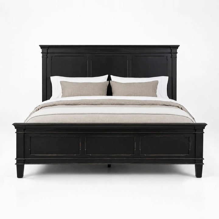 CRESSIDA ANTIQUE BLACK KING PANEL BED