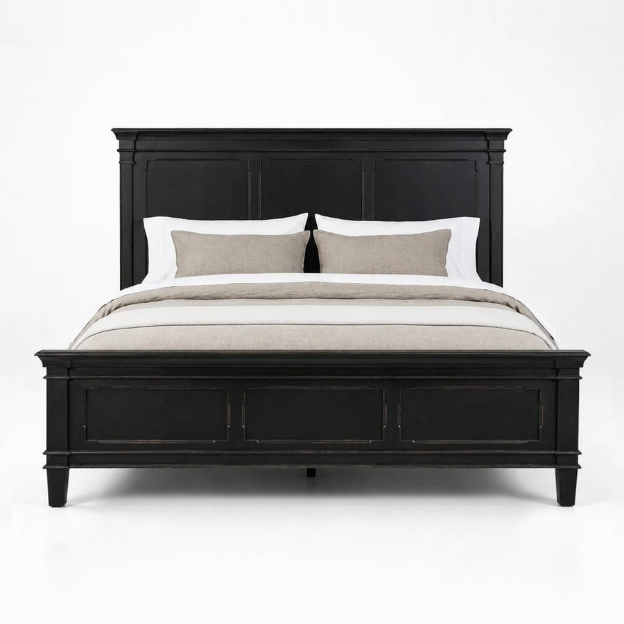 CRESSIDA ANTIQUE BLACK KING PANEL BED