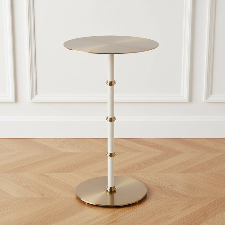 CYPRUS WHITE SHAGREEN + BRASS ACCENT TABLE