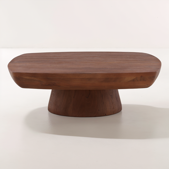 Wooden coffee table on a white background