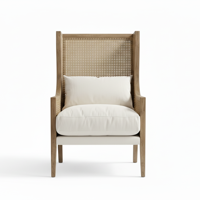 DOWNING CANE WING-BACK ARM CHAIR
