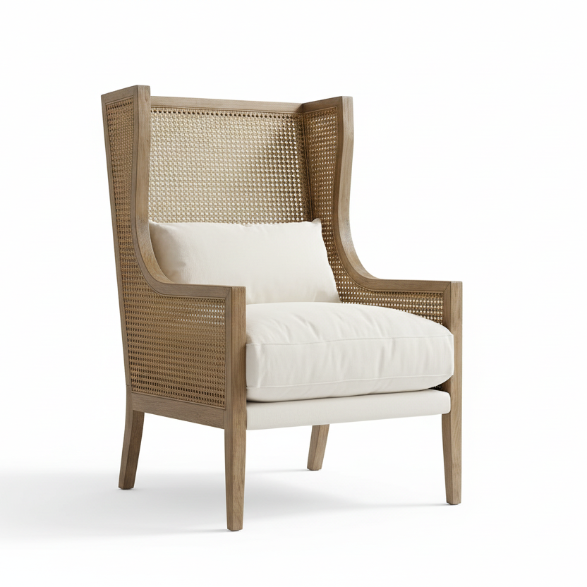 DOWNING CANE WING-BACK ARM CHAIR