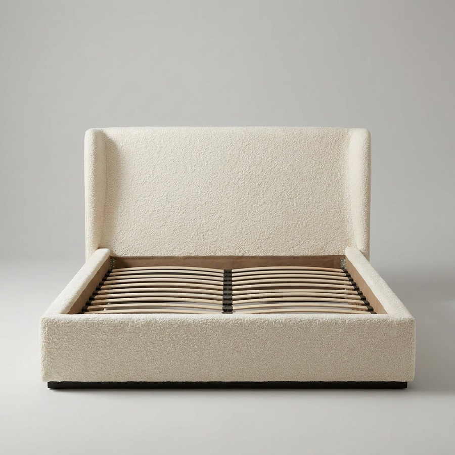 PRIYA CREAM BOUCLÉ UPHOLSTERED BED