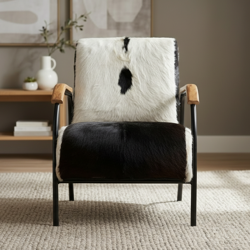 EBONY HAIR ON HIDE ARM CHAIR