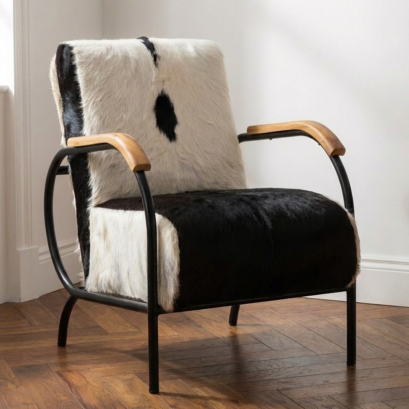 EBONY HAIR ON HIDE ARM CHAIR