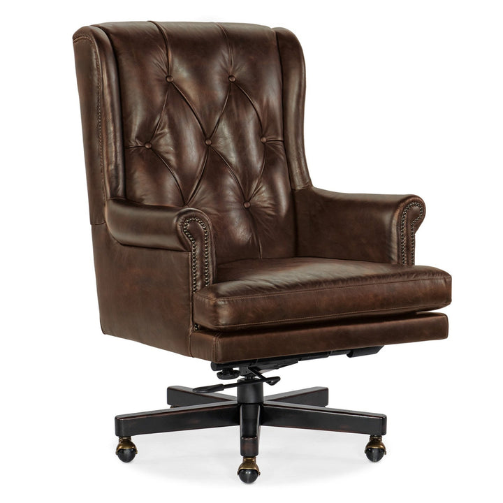 CHARLESTON SWIVEL TILT EXECUTIVE CHAIR - BROWN - SIDE VIEW