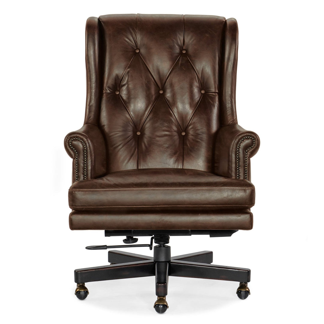 CHARLESTON SWIVEL TILT EXECUTIVE CHAIR - BROWN - FRONT VIEW