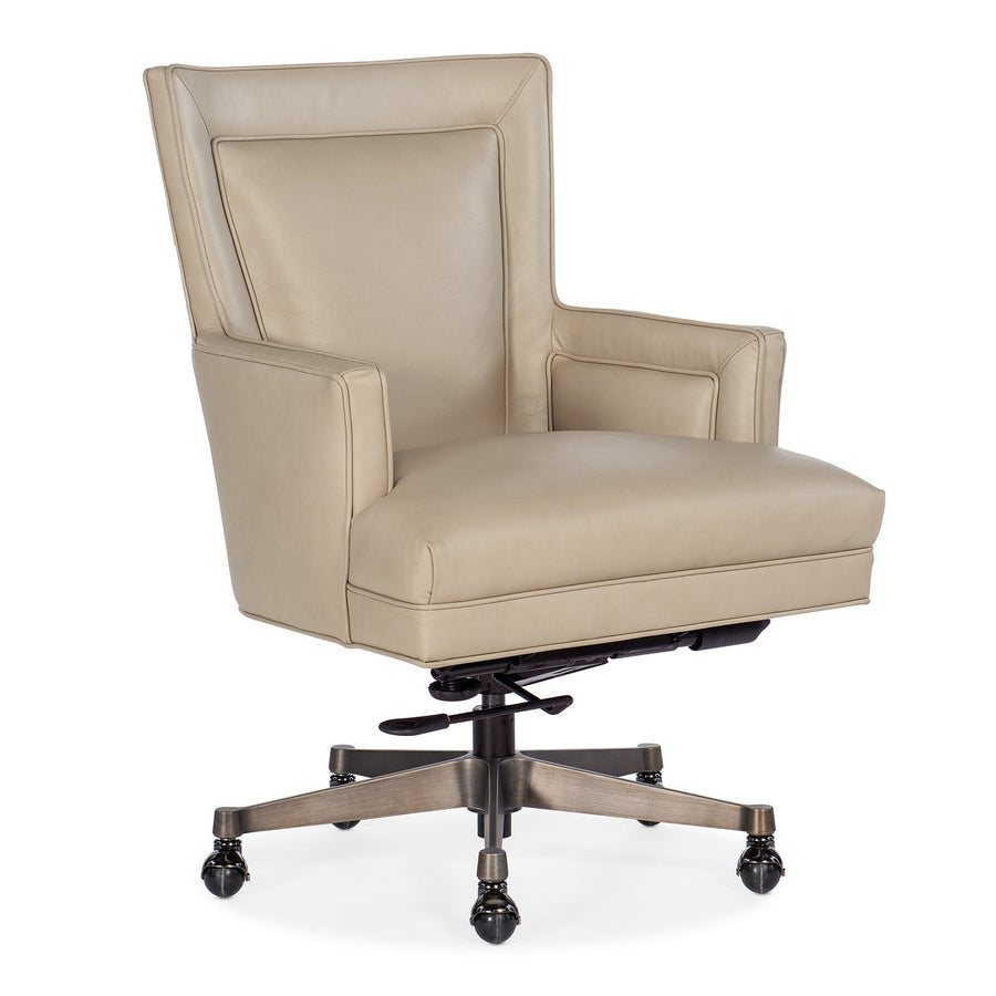 ROSA EXECUTIVE LEATHER SWIVEL TILT CHAIR - BEIGE - FRONT VIEW