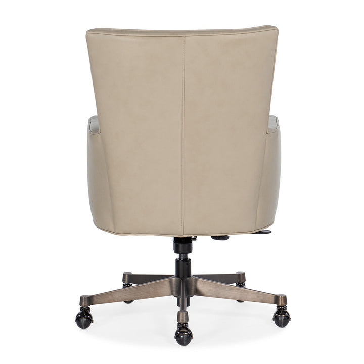 ROSA EXECUTIVE LEATHER SWIVEL TILT CHAIR - BEIGE - BACK VIEW