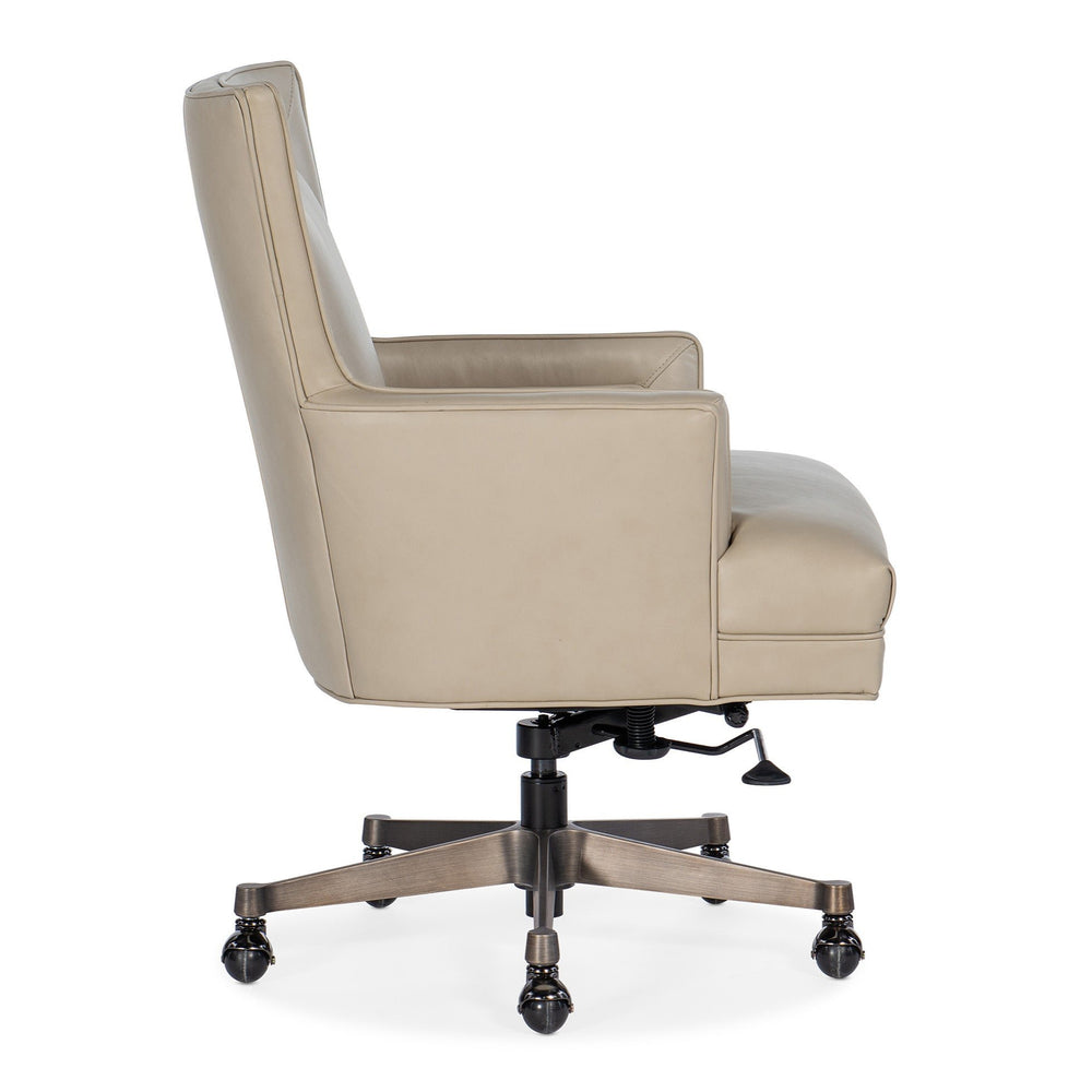 ROSA EXECUTIVE LEATHER SWIVEL TILT CHAIR - BEIGE - SIDE VIEW