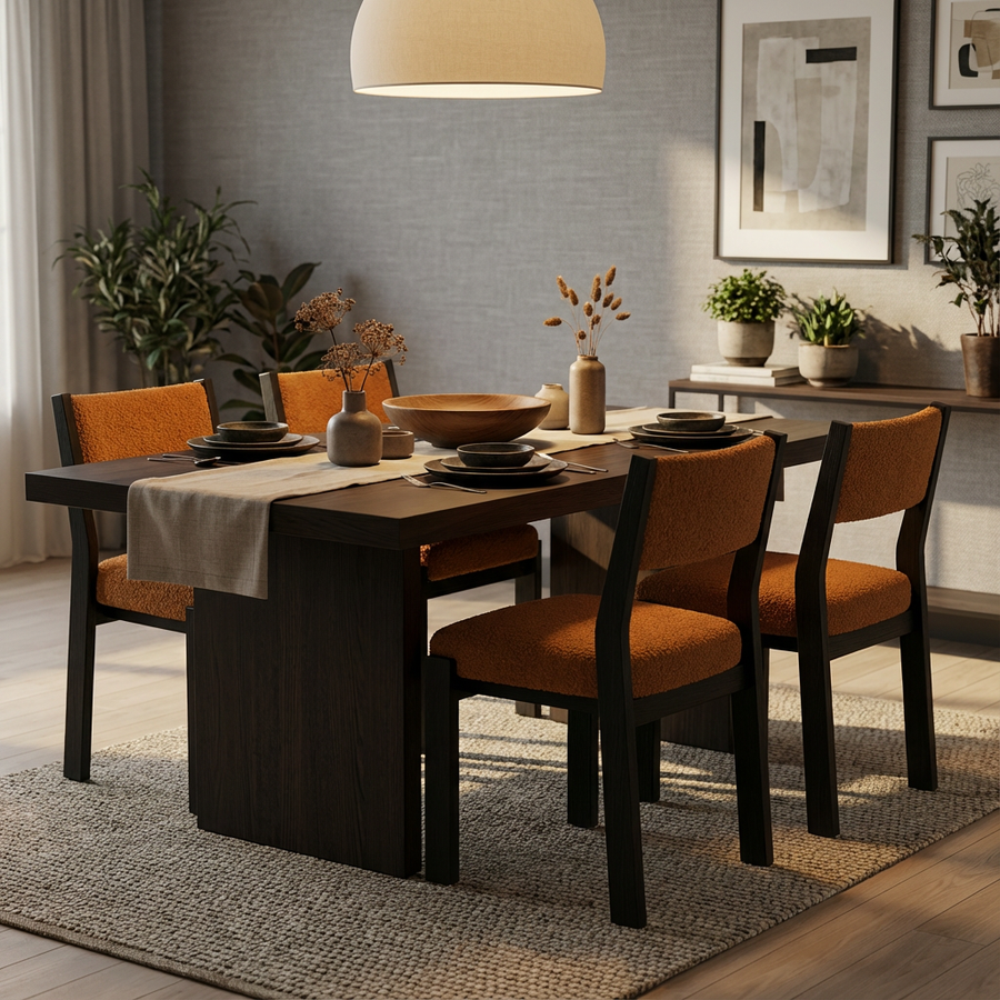 ELIJAH RUST BOUCLE DINING CHAIR | SET OF 2