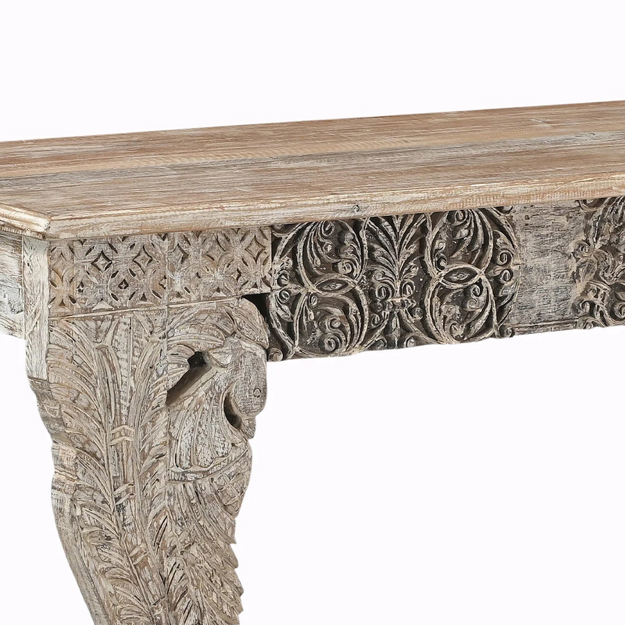 ELMA ANTIQUE CARVED WOOD CONSOLE TABLE
