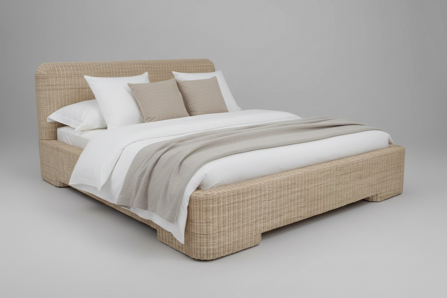 SENNA WOVEN RATTAN PLATFORM BED