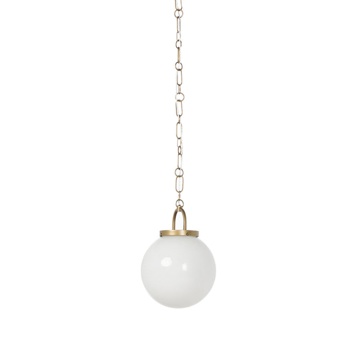 EVELIE ANTIQUE BRASS + WHITE GLASS PENDANT