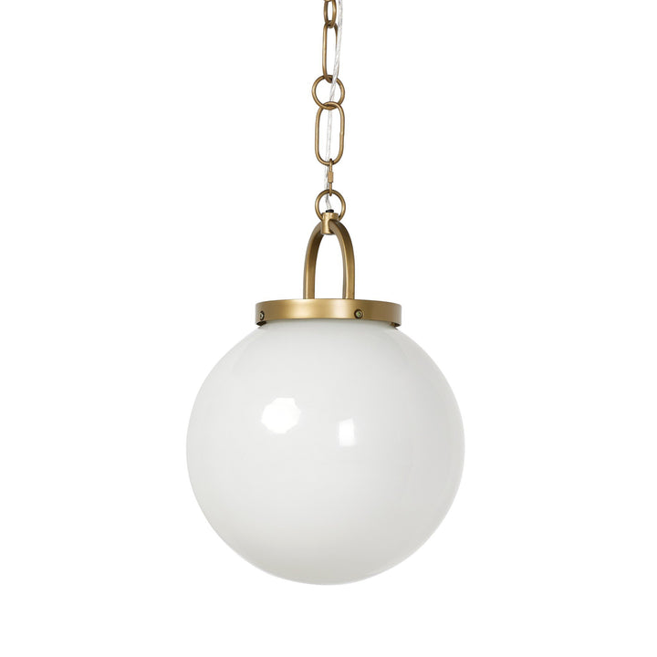 EVELIE ANTIQUE BRASS + WHITE GLASS PENDANT