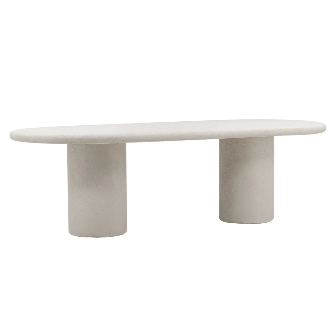 EMERIC INDOOR-OUTDOOR WHITE CONCRETE DINING TABLE