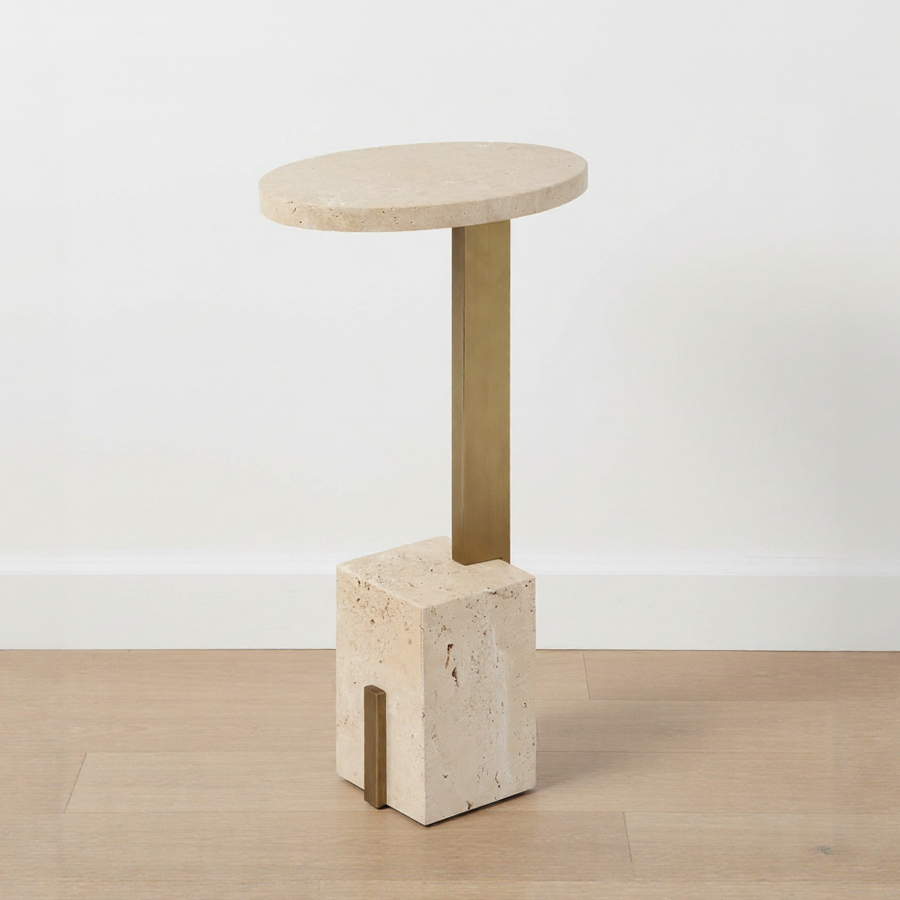 FERANNO TRAVERTINE ACCENT TABLE