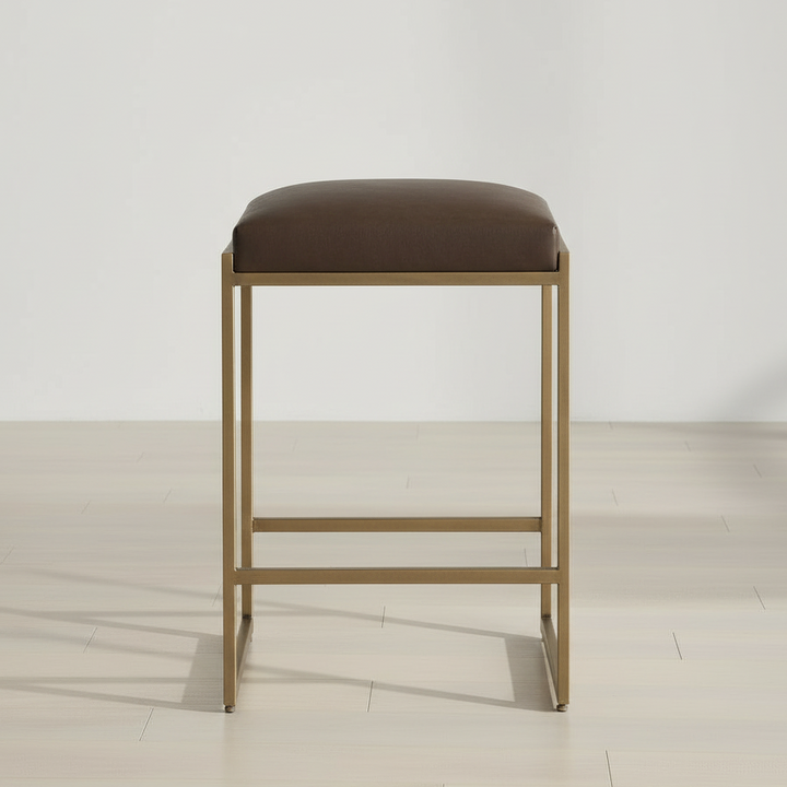 ATTICUS COUNTER STOOL: COCOA, BRASS