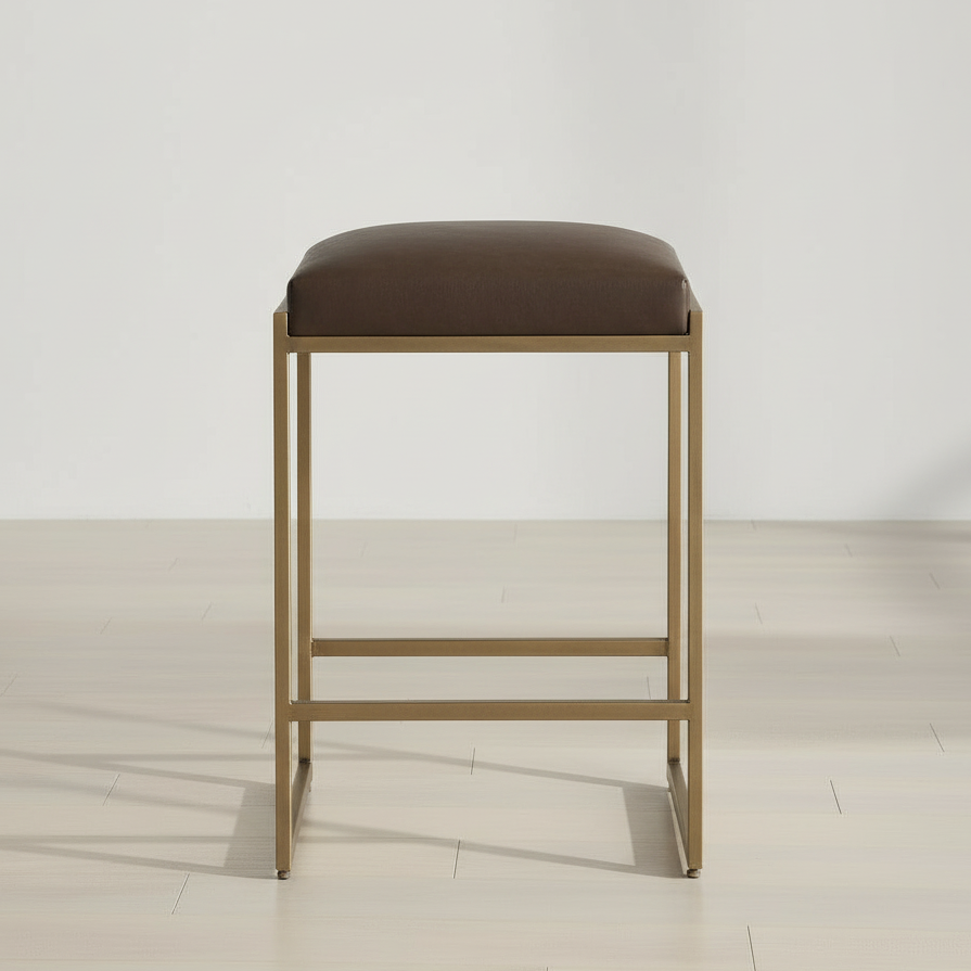 ATTICUS COUNTER STOOL: COCOA, BRASS