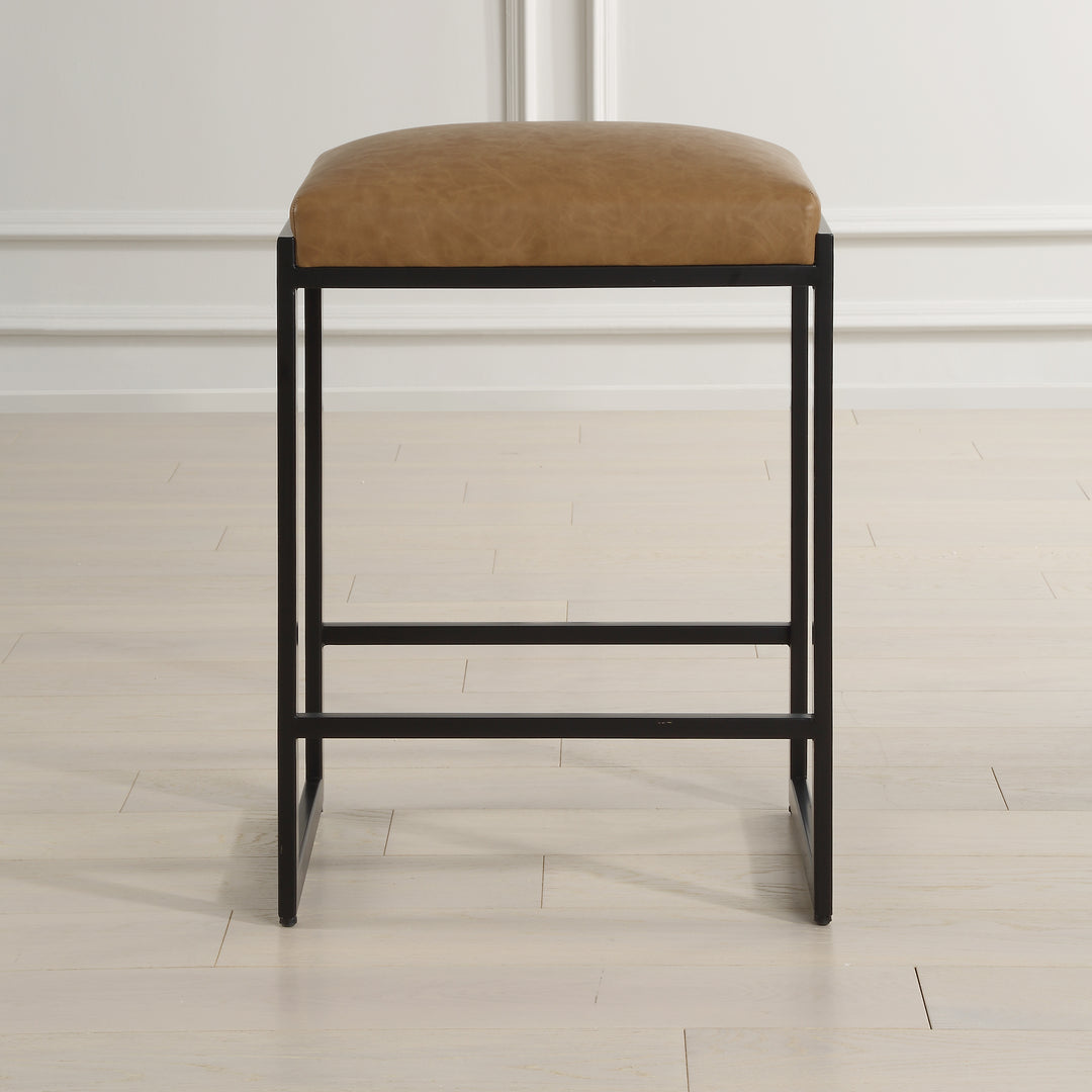 ATTICUS COUNTER STOOL: CAMEL, BLACK