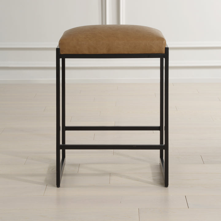 ATTICUS COUNTER STOOL: CAMEL, BLACK