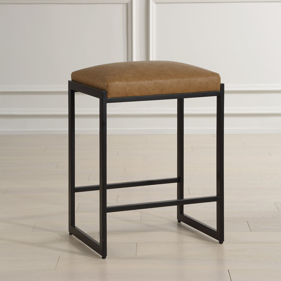 ATTICUS COUNTER STOOL: CAMEL, BLACK