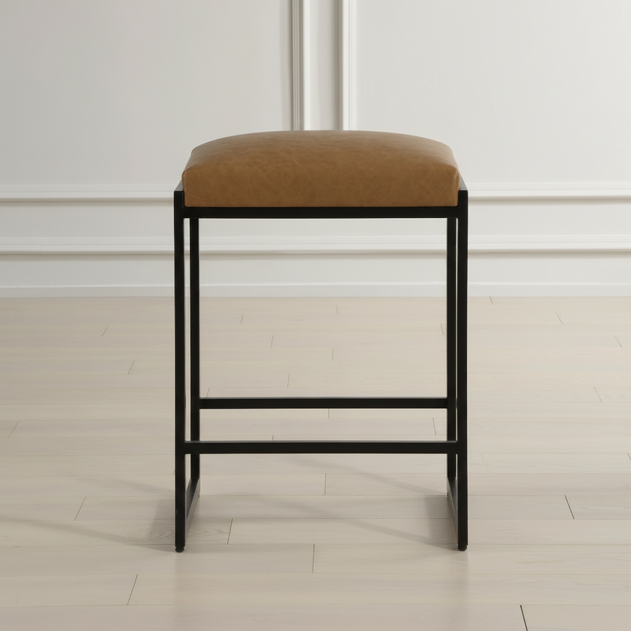 ATTICUS COUNTER STOOL: CAMEL, BLACK
