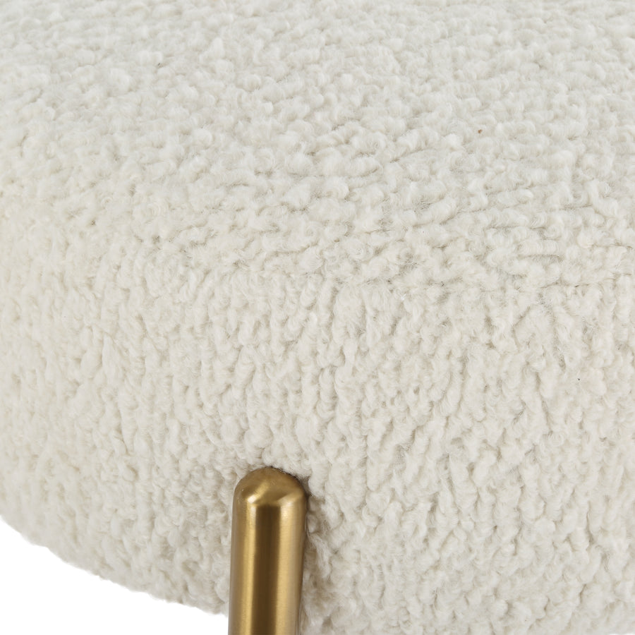 ARLES SHEARLING & BRASS COUNTER STOOL