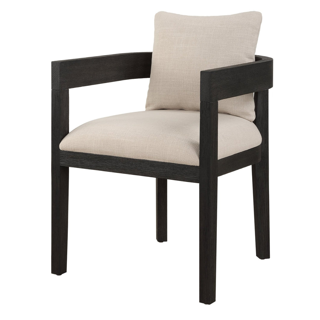 BALBOA EBONY OAK + LINEN DINING CHAIR