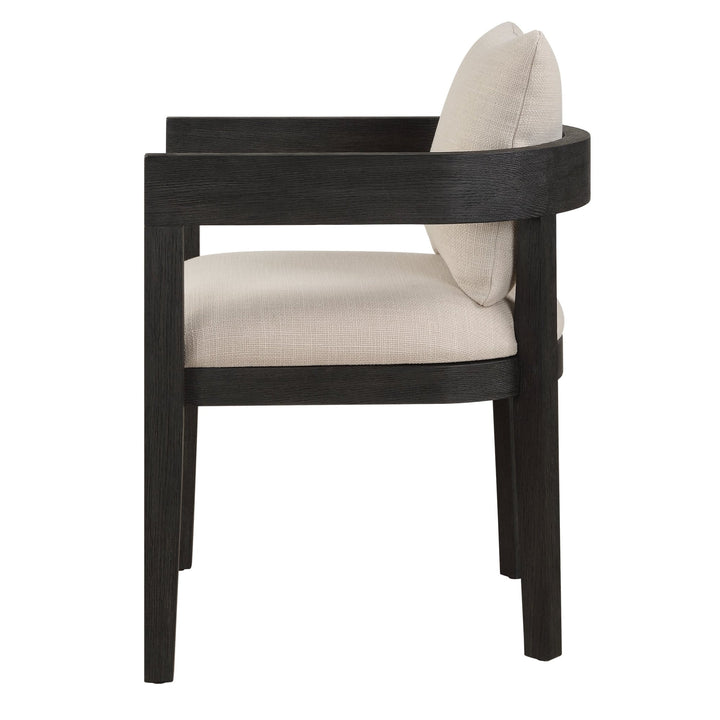 BALBOA EBONY OAK + LINEN DINING CHAIR